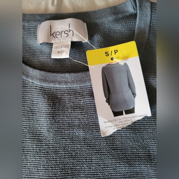 NEW   Kersh Textured Blue Ligh Knit Sweater, Size Small - Picture 4 of 5